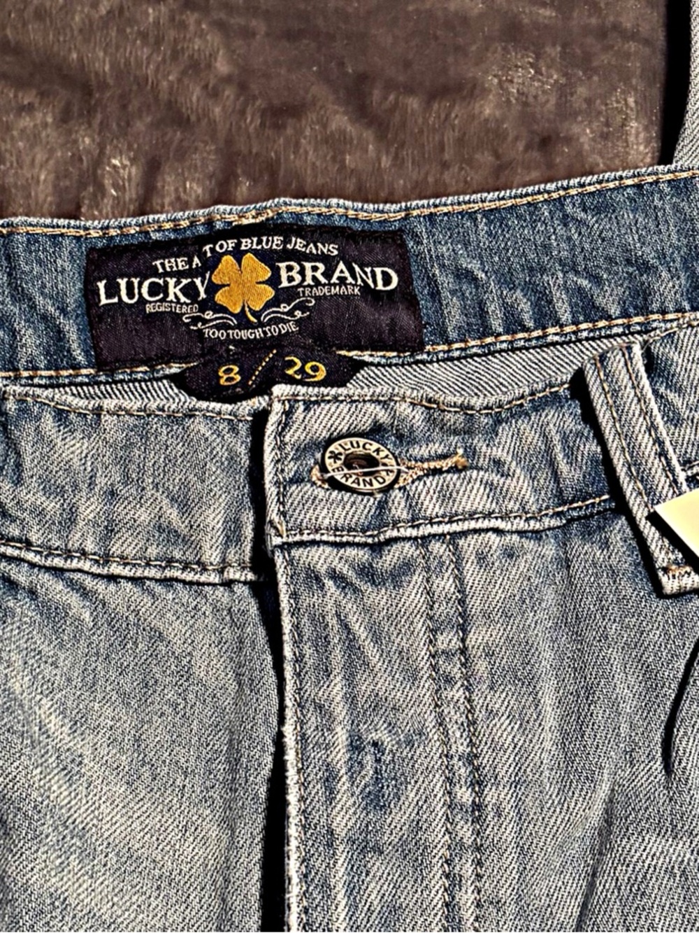 Lucky Brand Light Blue Distressed Boyfriend Jeans with Floral Embroidery - Picture 4 of 15
